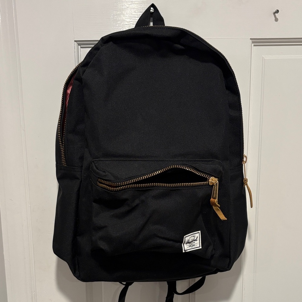 Herschel Black Backpack with Tan Accents